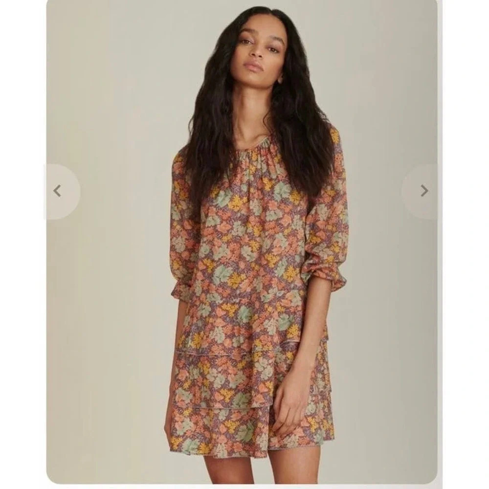 Veronica Beard Floral Abanu Ruffle Cotton A-line Dress Women’s 0